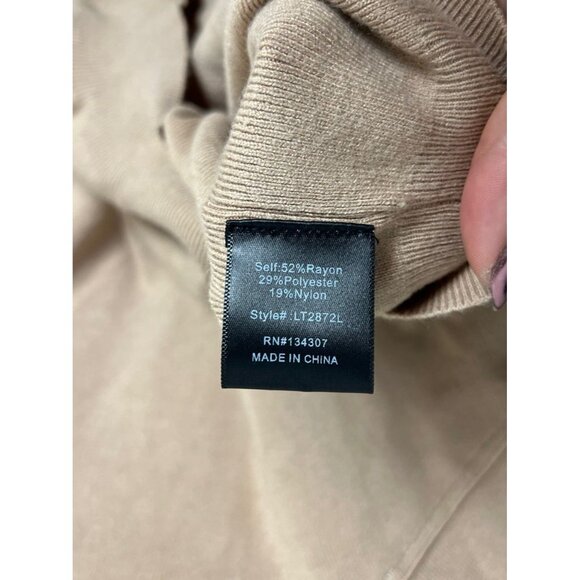 Line & Dot Favorite Geometric Neck Sweater Taupe Asymmetrical Size Small Women’s - Picture 5 of 6